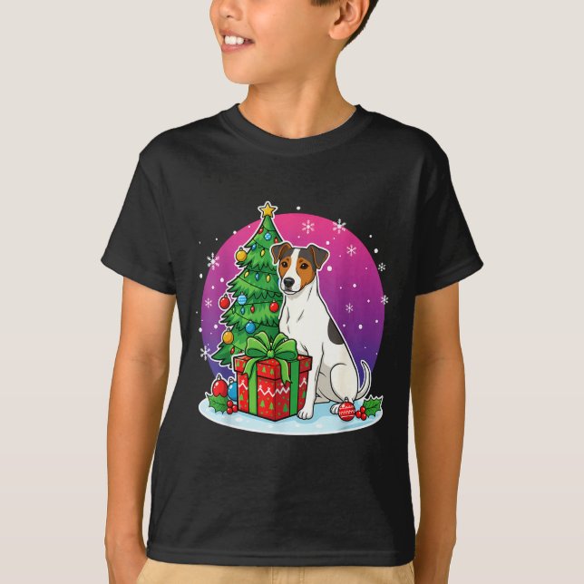 Christmas Jack Russell Santa Hat Xmas Jack Russell T-Shirt (Front)