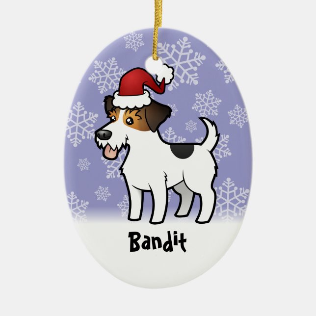 Christmas Jack Russell Terrier (add pets name) Ceramic Tree Decoration (Front)