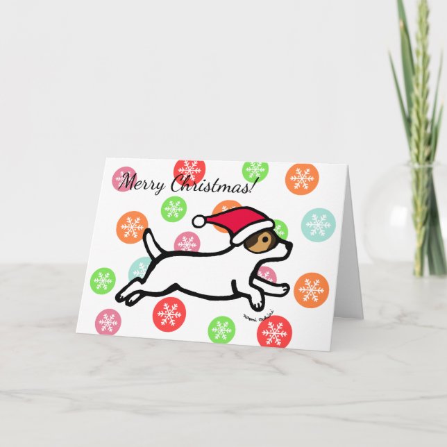 Christmas Jack Russell Terrier Running 2 Card (Front)