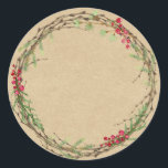 Christmas Jam Canning Rustic Classic Round Sticker<br><div class="desc">Rustic and modern Christmas homemade jam canning mason jar sticker with a lovely Christmas holiday wreath with greenery and berries on a kraft paper background. Simply add your name and the product name to the label. Exclusively designed for you by Happy Dolphin Studio. If you need any help or matching...</div>