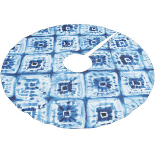 Christmas Japanese Tie Dye Shibori Print Brushed Polyester Tree Skirt