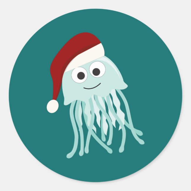 Christmas Jellyfish Classic Round Sticker (Front)