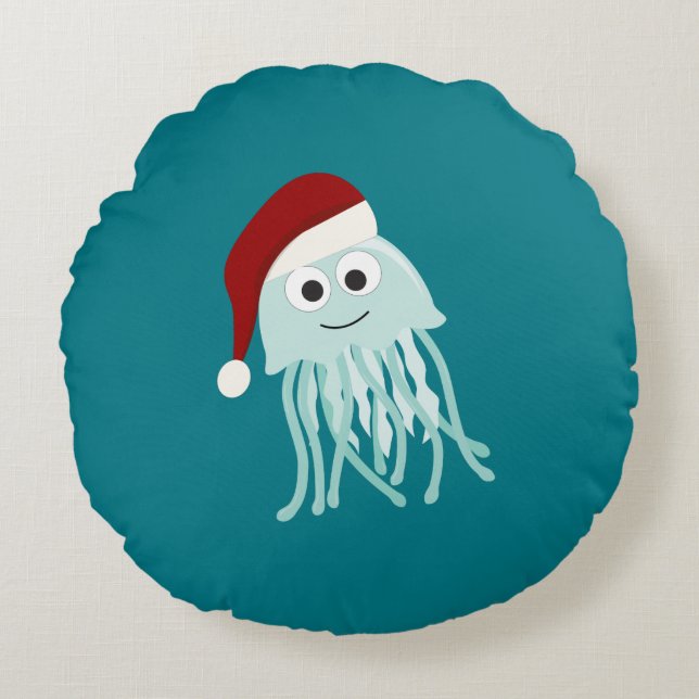 Christmas Jellyfish Round Cushion (Front)