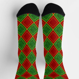 Christmas Jester Diamond Holiday Pattern Socks