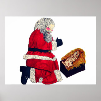 CHRISTMAS JESUS AND SANTA POSTER