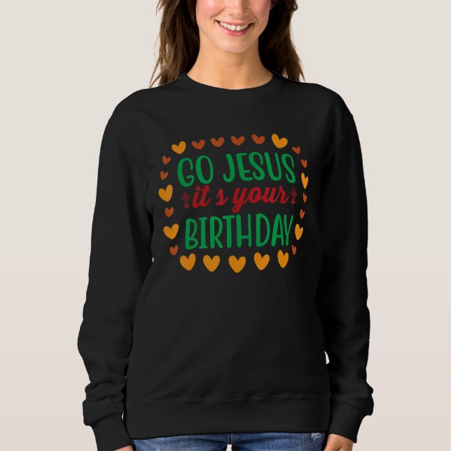 Christmas Jesus Cookies Mistletoe Snowman Present Sweatshirt (Front)