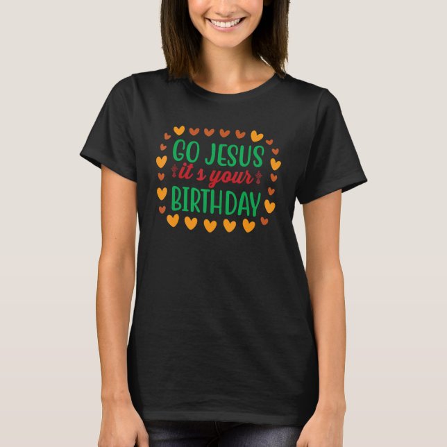 Christmas Jesus Cookies Mistletoe Snowman Present T-Shirt (Front)