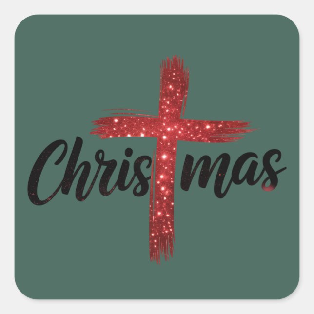 Christmas Jesus Cross Christian Faith Religion Square Sticker (Front)