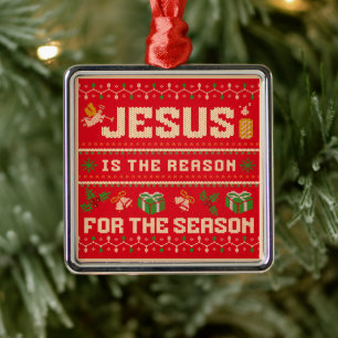 Christmas Jesus Is The Reason For The Season Metal Tree Decoration