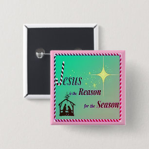 Christmas Jesus Reason for Season Button Accessory