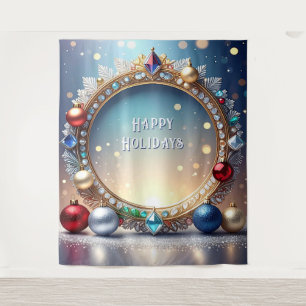 Christmas Jewel Frame Holiday Backdrop Tapestry