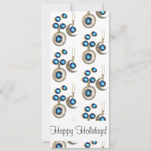 Christmas jewellery Tree blue black bright Moon  Holiday Card
