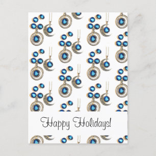 Christmas jewellery Tree blue black bright Moon Holiday Postcard