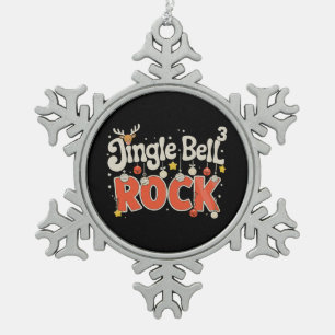Christmas Jingle Bells 3 Math Rock Xmas Holiday Snowflake Pewter Christmas Ornament