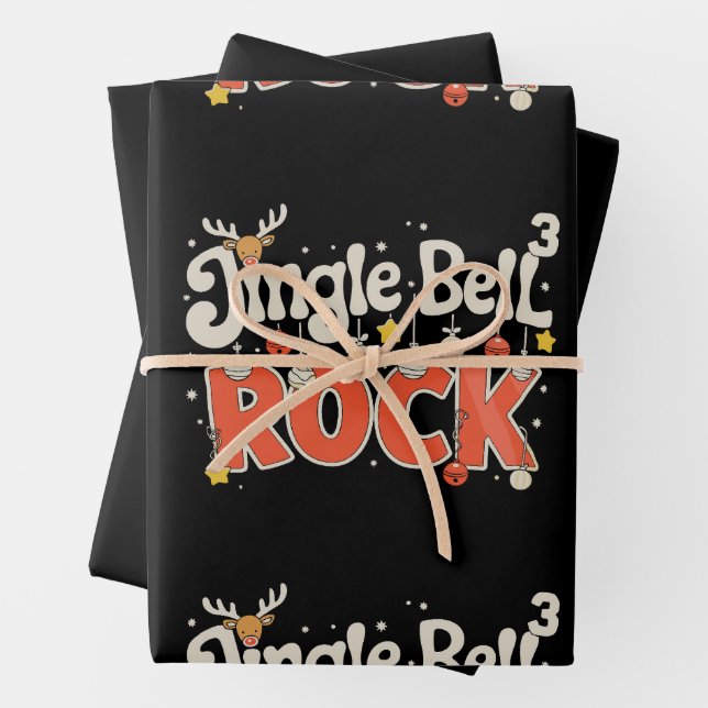 Christmas Jingle Bells 3 Math Rock Xmas Holiday Wrapping Paper Sheet (In situ)
