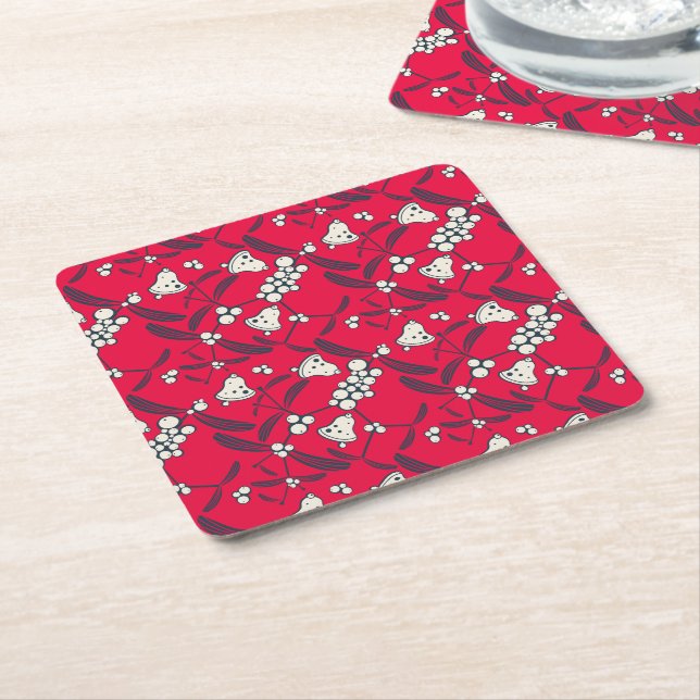 Christmas Jingle Bells Joyful Greetings Collection Square Paper Coaster (Angled)