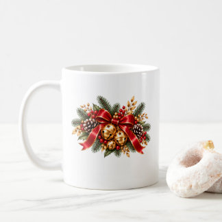 Christmas Jingle Bells Red Bow Festive Coffee Mug