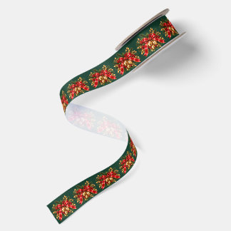 Christmas Jingle Bells Red Bow Festive Satin Ribbon