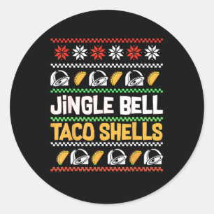 Christmas Jingle Bells Taco Shells Funny Ugly Xmas Classic Round Sticker