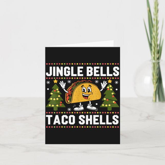 Christmas Jingle Bells Taco Shells Funny Xmas Taco Card (Front)