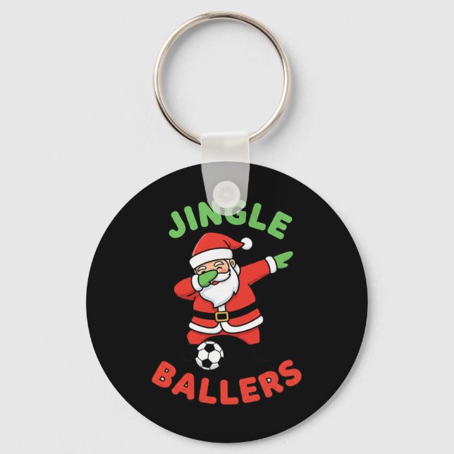 Christmas Jingle Llers Soccer Santa Dab Footll  Key Ring (Front)