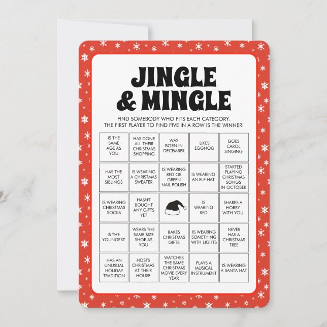 Christmas Jingle & Mingle Bingo Game Holiday Card (Front)