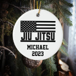 Christmas Jiu Jitsu Personalised  Ceramic Tree Decoration<br><div class="desc">This design was created though digital art. It may be personalised in the area provided or customising by changing the photo or added your own words. Contact me at colorflowcreations@gmail.com if you with to have this design on another product. See more of my creations or follow me at www.facebook.com/colorflowcreations, www.instagram.com/colorflowcreations,...</div>