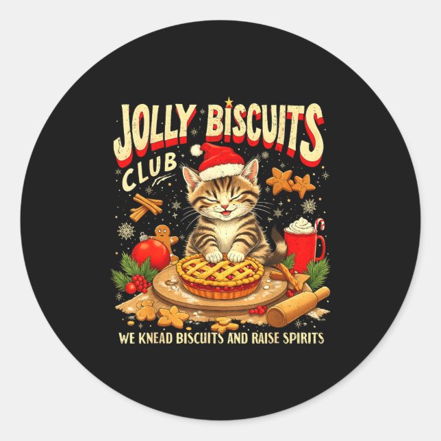 Christmas Jolly Biscuits Club Cute Cat Lovers Baki Classic Round Sticker (Front)