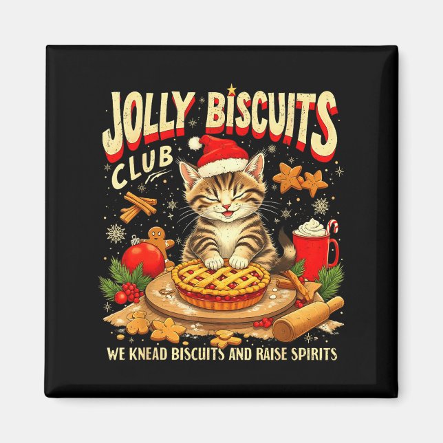 Christmas Jolly Biscuits Club Cute Cat Lovers Baki Magnet (Front)