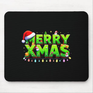 Christmas Jolly Creeper Pixel Art Xmas Funny Gamer Mouse Pad