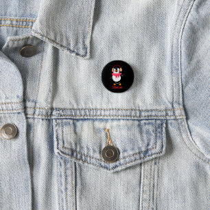 Christmas Jolly Penguin in Scarf with Ear Muffs 3 Cm Round Badge