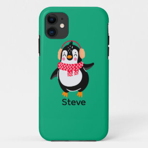 Christmas Jolly Penguin in Scarf with Ear Muffs Case-Mate iPhone Case