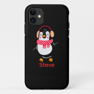 Christmas Jolly Penguin in Scarf with Ear Muffs Case-Mate iPhone Case