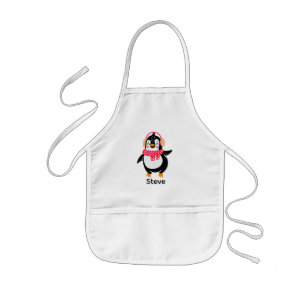 Christmas Jolly Penguin in Scarf with Ear Muffs Kids Apron