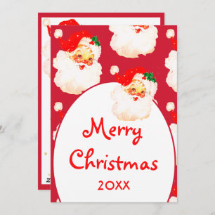 Christmas Jolly Santa Claus Red Merry Greeting Holiday Card