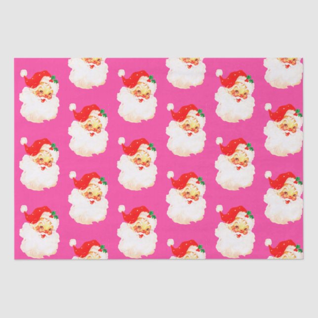 Christmas Jolly Santa Merry Pink Fun  Tissue Paper (Front)