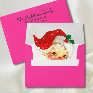 Christmas Jolly Santa Pink Personal Envelope