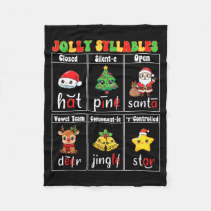 Christmas Jolly Syllables Teacher Students Funny S Fleece Blanket