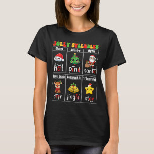 Christmas Jolly Syllables Teacher Students Funny S T-Shirt