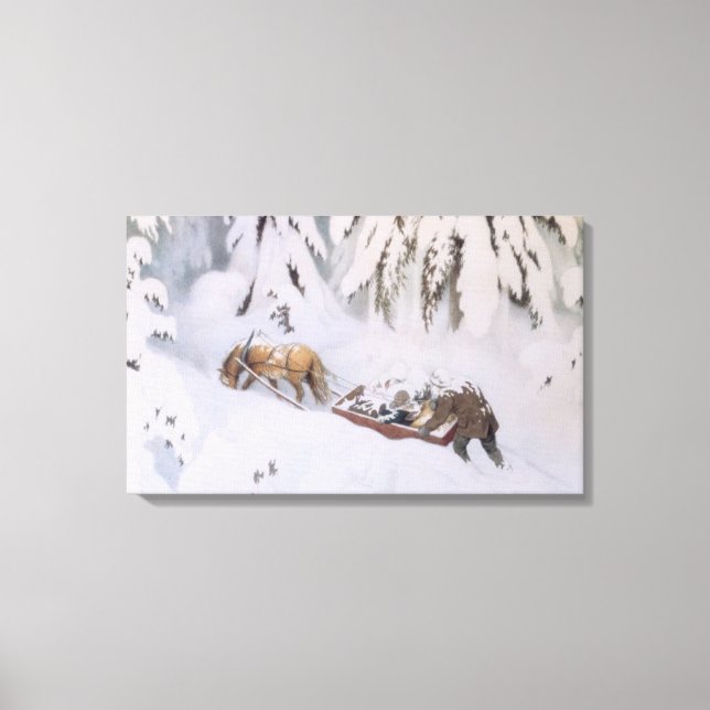 Christmas Journey Through the Snow (by Kittelsen) Canvas Print (Front)