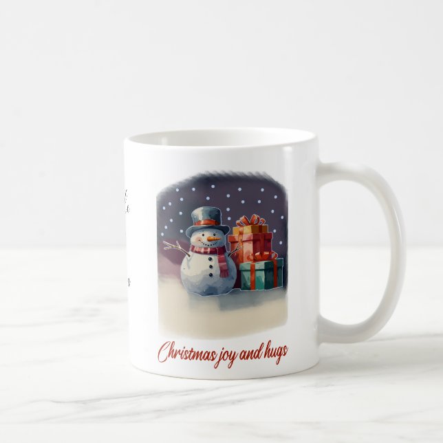 Christmas Joy and Hugs personalise mug (Right)