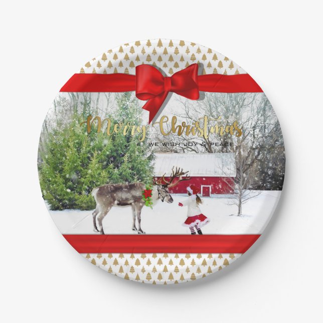 Christmas Joy and Peace Photo Paper Plate (Front)