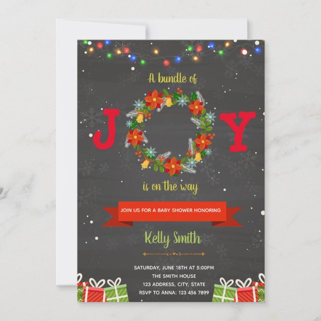 Christmas joy baby shower invitation (Front)