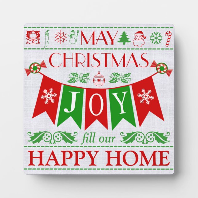 Christmas Joy Banner Text Art Display Plaque (Front)