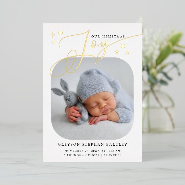 Christmas Joy Birth Announcement Card (Standing Front)