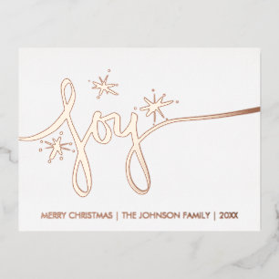 Christmas Joy Blush Hand Lettering Pressed  Foil H Holiday Postcard