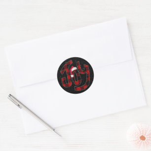 Christmas Joy Buffalo Plaid Classic Round Sticker