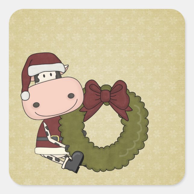 Christmas Joy - Cow Square Sticker (Front)