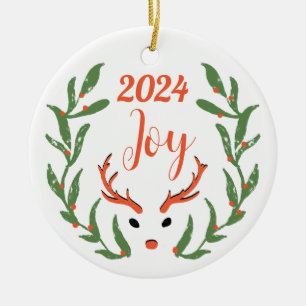 Christmas Joy Custom Family Photo Holiday Ceramic Tree Decoration