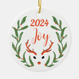 Christmas Joy Custom Family Photo Holiday Ceramic Tree Decoration